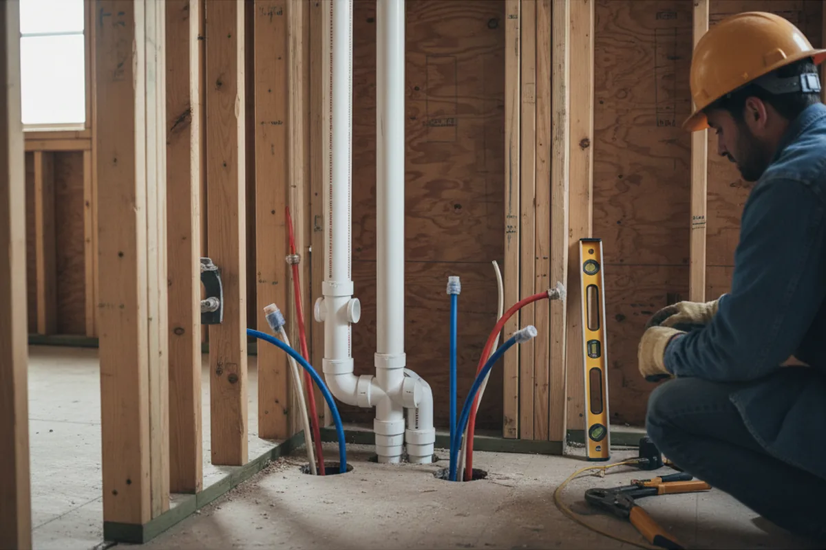 Drain and supply rough-in during Garbage Disposal Repair in Attleboro Falls